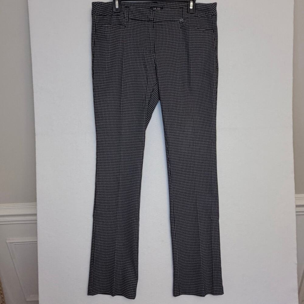 LeyLa Womens 12 Black White Plaid Stretch Dress Pants Bootcut Career Fall